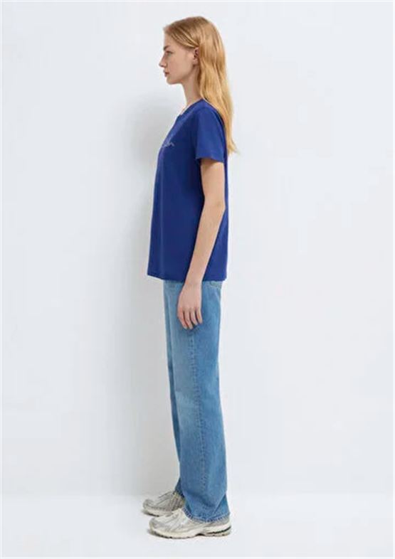 Mavi Y26 M1613721-70722 Koyu Saks Mavi Kadın Slim Kedi Baskılı T-shirt