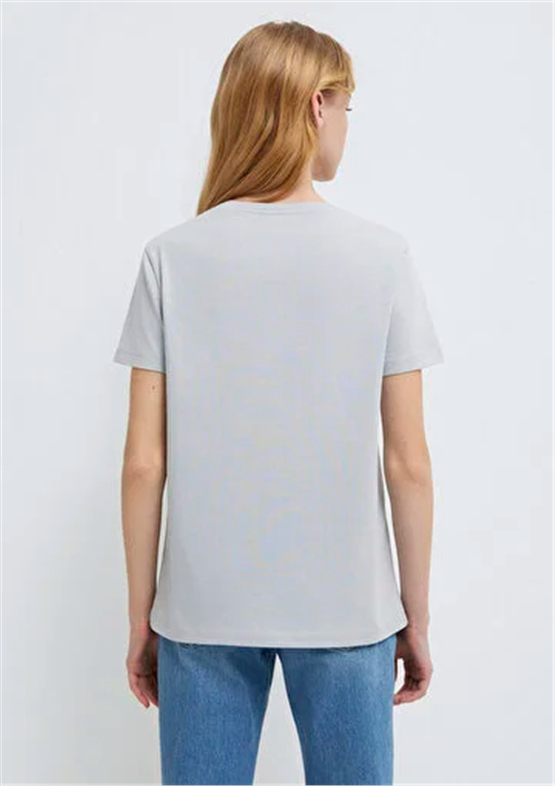 Mavi Y26 M1613722-70075 Açık Gri Kadın Regular Kedi Baskılı T-shirt