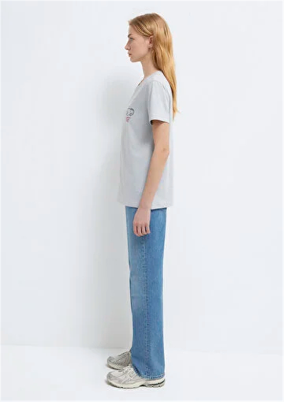 Mavi Y26 M1613722-70075 Açık Gri Kadın Regular Kedi Baskılı T-shirt