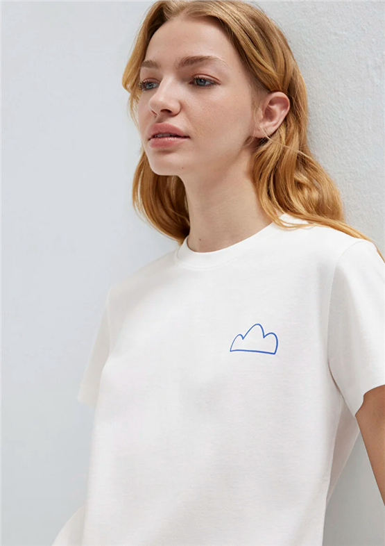 Mavi Y26 M1613740-70057 Kırık Beyaz Kadın Regular Baskılı T-shirt