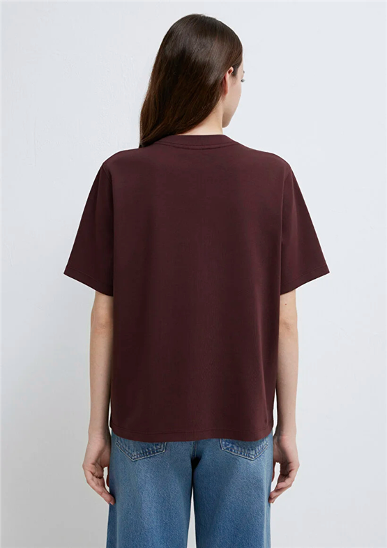 Mavi Y26 M1613804-70223 Karamel Kadın Regular Mavi Logo Baskılı T-shirt