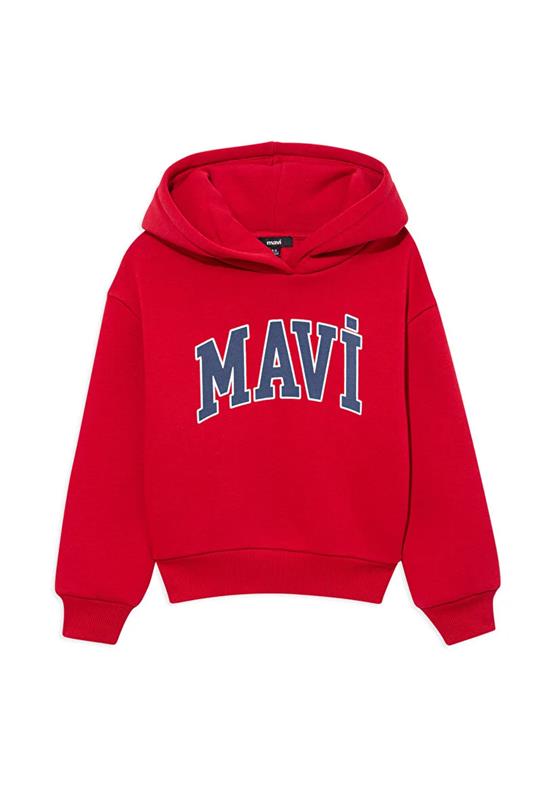 Mavı M6610110-70464 Koyu Acı Kırmızı Erkek Cocuk Mavı Baskılı Kapusonlu Loose Sweatshırt
