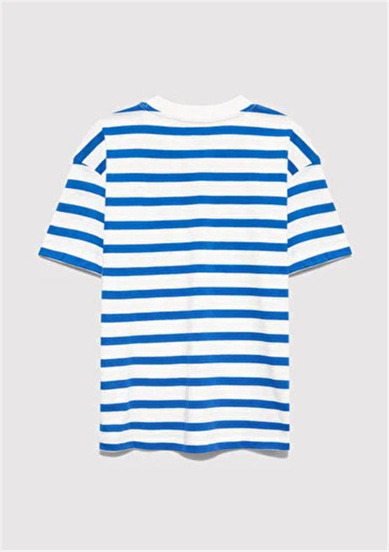 Mavı M6610251-91364 Lapıs Blue Strıpe Erkek Cocuk Oversıze Mavı Logo Baskılı T-Shırt