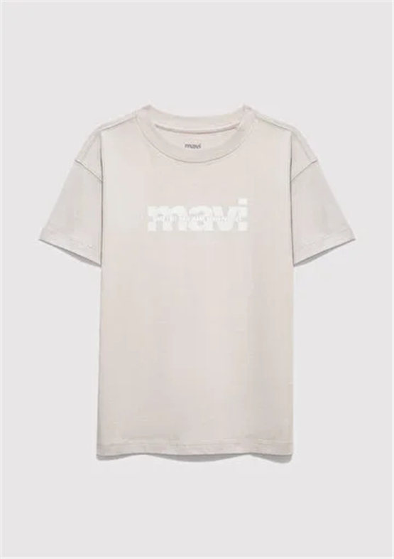 Mavı M6610444-90782 Quıet Gray Erkek Cocuk Oversıze Mavı Baskılı Logo T-Shırt