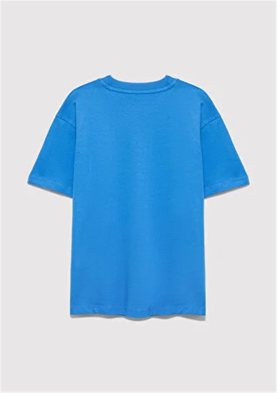 Mavı M6610484-70902 Palace Blue Erkek Cocuk Oversıze Mavı Baskılı T-Shırt