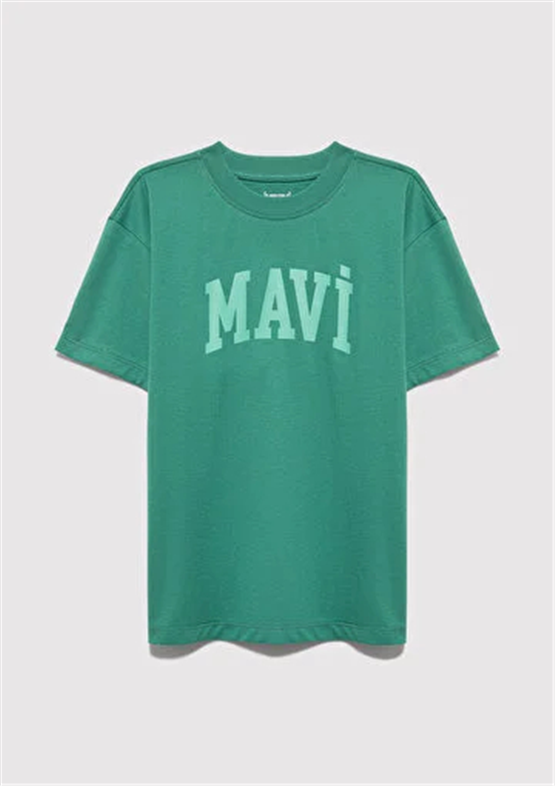 Mavı M6610484-71697 Koknar Yesıl Erkek Cocuk Oversıze Mavı Baskılı T-Shırt