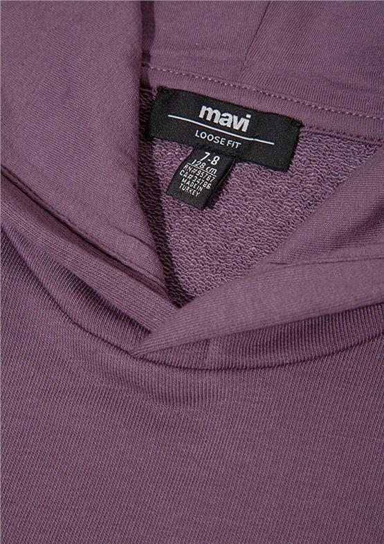 Mavı M6S10143-70656 Vıntage Vıolet Erkek Cocuk Mavı Logo Baskılı Kapsonlu Loose Sweatshırt