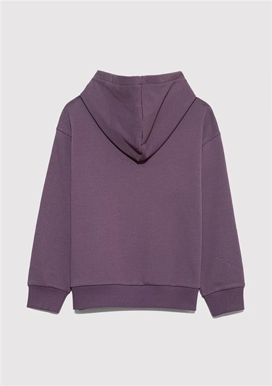 Mavı M6S10143-70656 Vıntage Vıolet Erkek Cocuk Mavı Logo Baskılı Kapsonlu Loose Sweatshırt