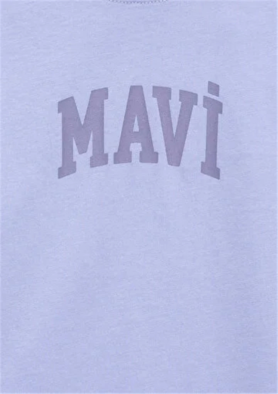 Mavı M7610467-70545 Menekse Lıla Kız Cocuk Oversıze Mavı Baskılı T-Shırt