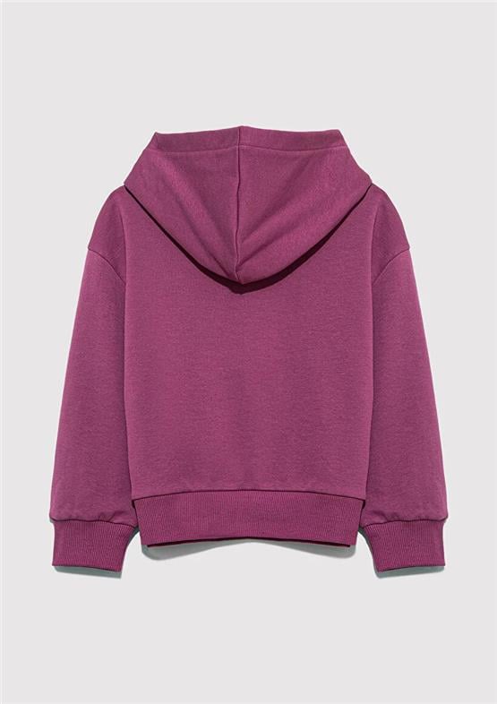 Mavı M7S10147-70651 Damson Kız Cocuk Mavı Logo Baskılı Kapsonlu Loose Sweatshırt