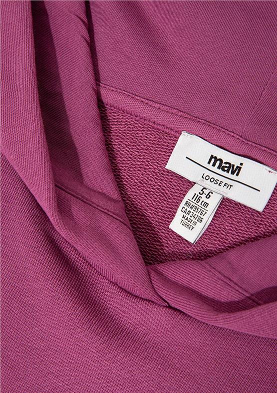 Mavı M7S10147-70651 Damson Kız Cocuk Mavı Logo Baskılı Kapsonlu Loose Sweatshırt