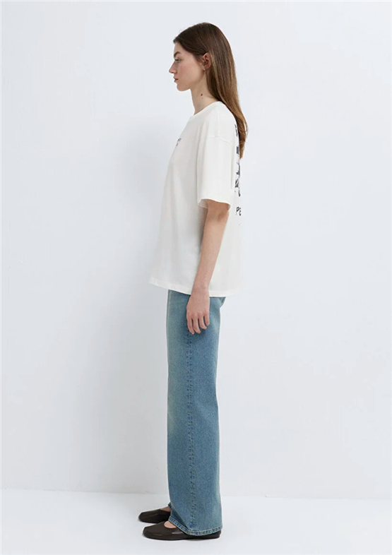 Mavi Y26 M1613872-80194 Hindistan Cevizi Kadın Oversıze Kelebek Baskılı T-shirt