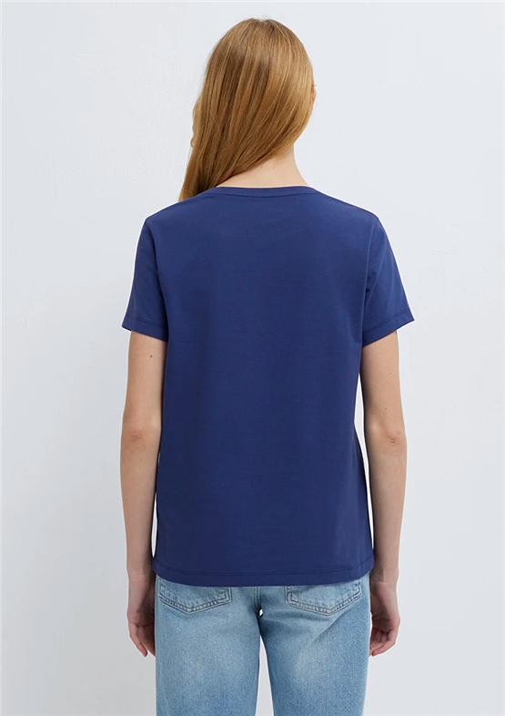 Mavi Y26 M1613873-70498 Derın Lacivert Kadın Slim Kedi Baskılı T-shirt