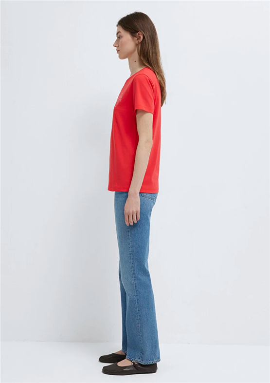 Mavi Y26 M1613873-71083 Nar Cıcegı Kadın Slim Kedi Baskılı T-shirt