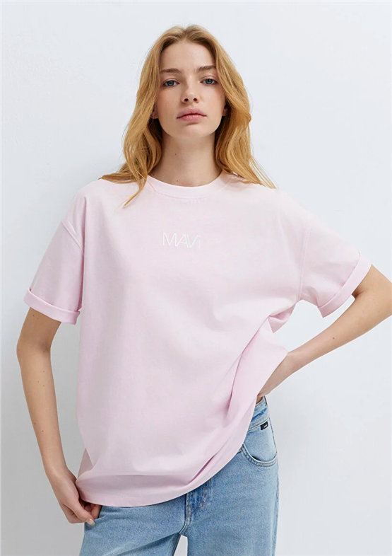 Mavi Y26 M1613884-70513 Lavender Fog Kadın Oversıze Mavi Baskılı T-shirt