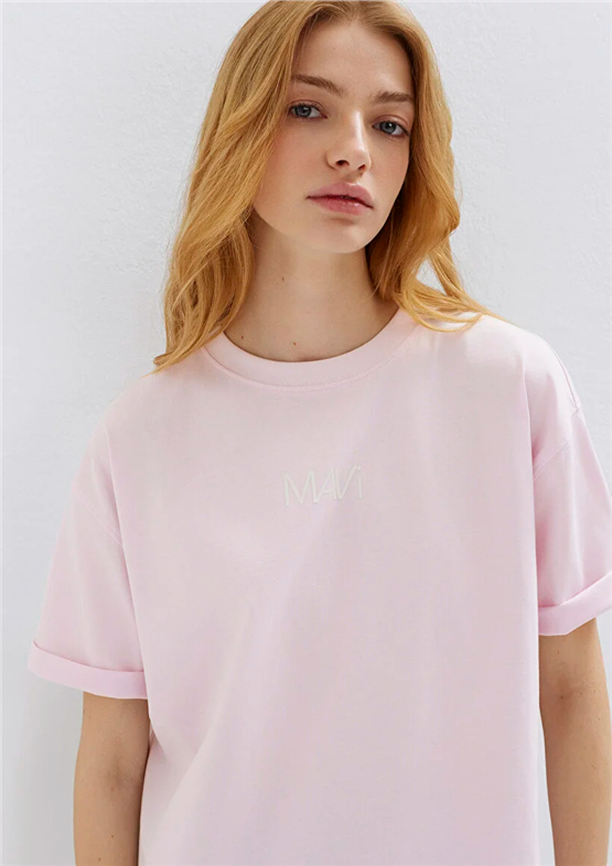 Mavi Y26 M1613884-70513 Lavender Fog Kadın Oversıze Mavi Baskılı T-shirt
