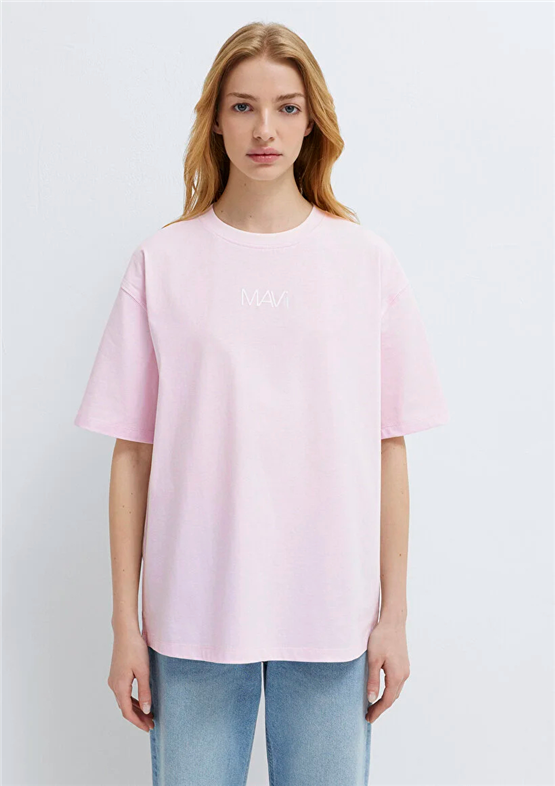 Mavi Y26 M1613884-70513 Lavender Fog Kadın Oversıze Mavi Baskılı T-shirt