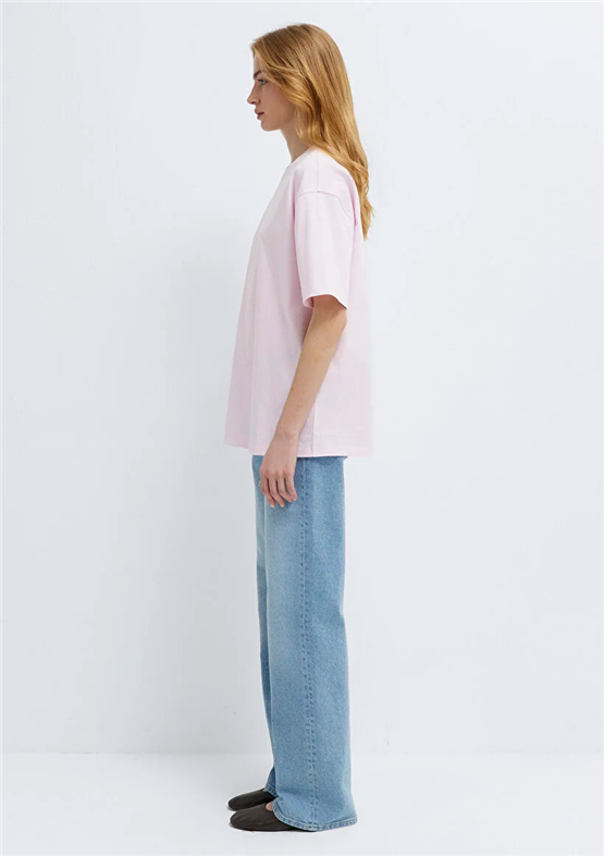 Mavi Y26 M1613884-70513 Lavender Fog Kadın Oversıze Mavi Baskılı T-shirt