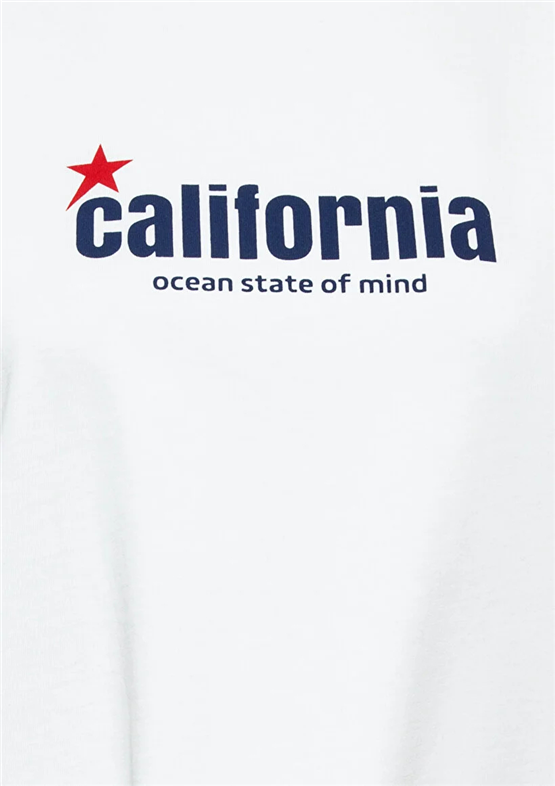 Mavi Y26 M1613894-70057 Kırık Beyaz Kadın Regular Slogan Baskılı T-shirt