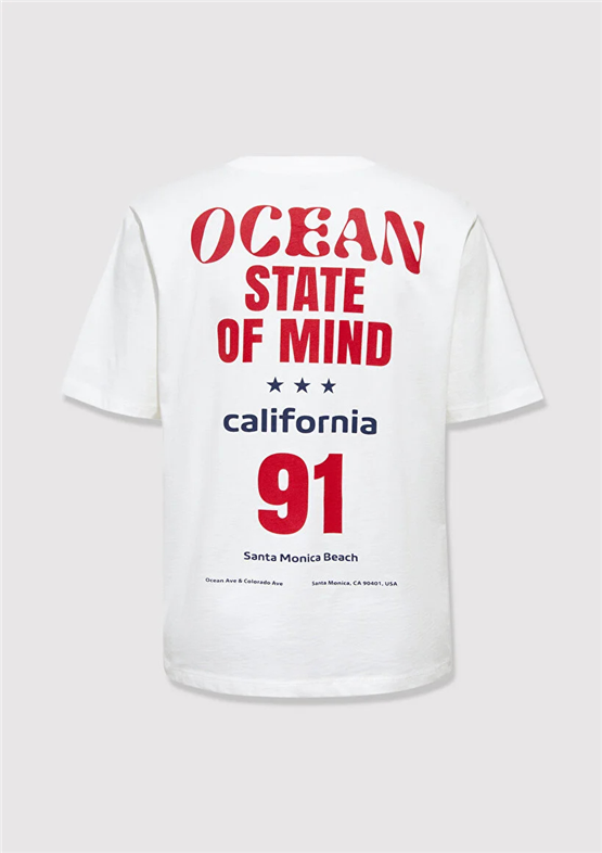 Mavi Y26 M1613894-70057 Kırık Beyaz Kadın Regular Slogan Baskılı T-shirt