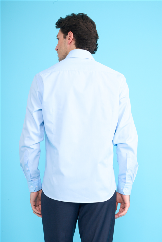 Mentality 2444 Erkek Uzun Kol Slimfit 50/1 Poplin Gömlek Açık Mavi