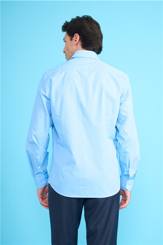 Mentality 2444 Erkek Uzun Kol Slimfit 50/1 Poplin Gömlek Koyu Mavi
