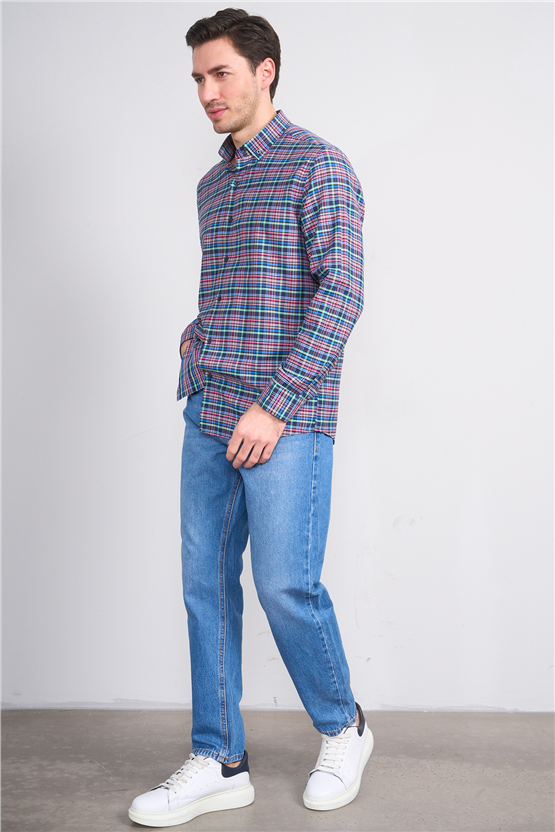 Mentality 2477 Erkek Uzun Kol Soft Ekose Gömlek