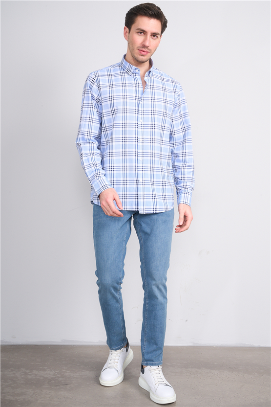 Mentality 2480 Erkek Uzun Kol Soft Ekose Gömlek