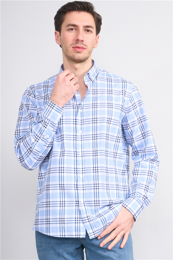 Mentality 2480 Erkek Uzun Kol Soft Ekose Gömlek