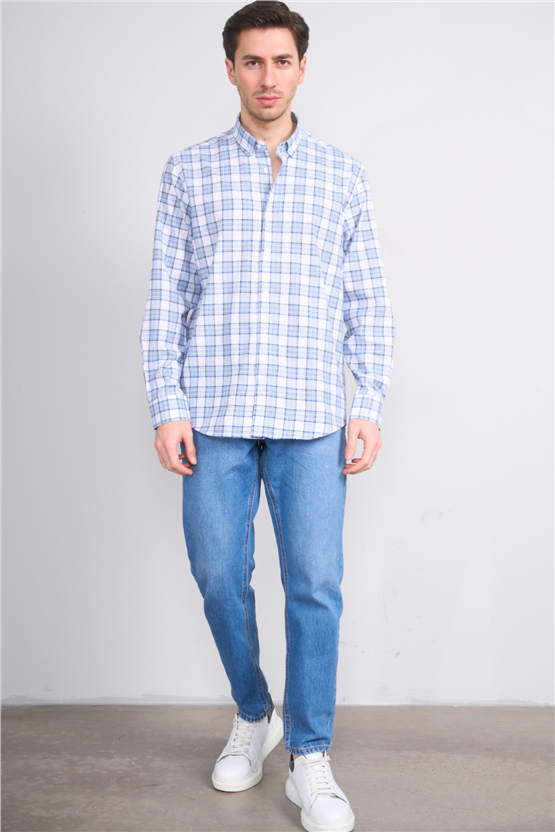 Mentality 2482 Erkek Uzun Kol Soft Ekose Gömlek