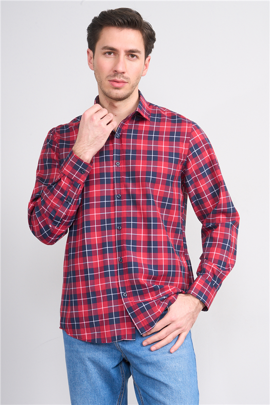 Mentality 2490 Erkek Uzun Kol Soft Ekose Gömlek