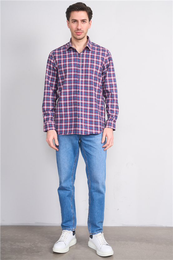 Mentality 2490 Erkek Uzun Kol Soft Ekose Gömlek