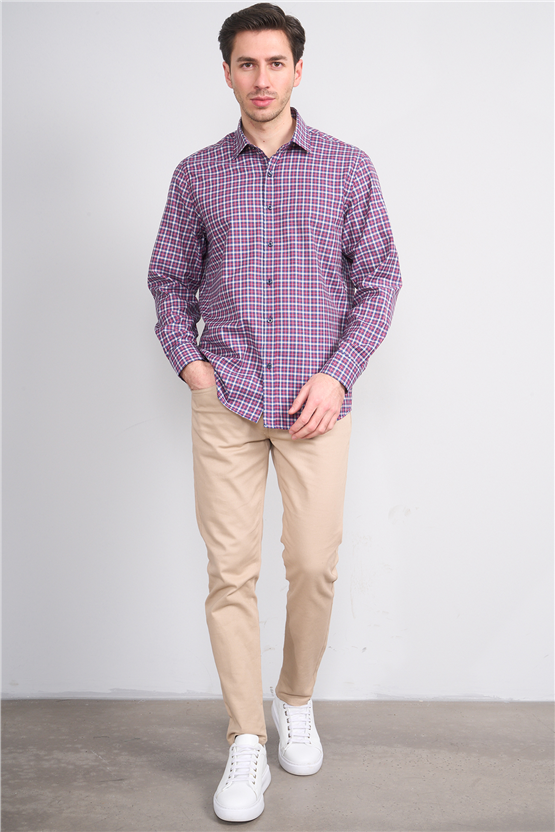 Mentality 2490 Erkek Uzun Kol Soft Ekose Gömlek