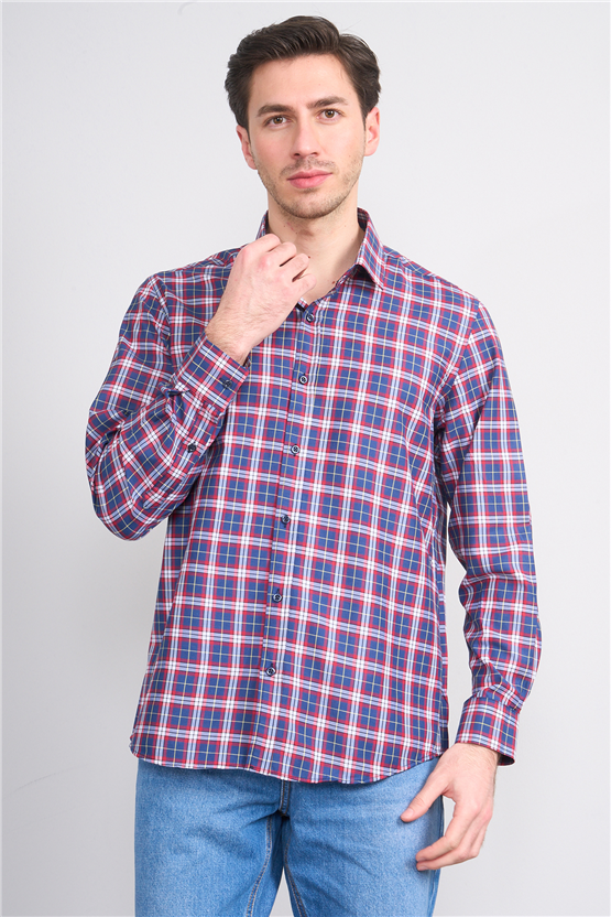 Mentality 2490 Erkek Uzun Kol Soft Ekose Gömlek