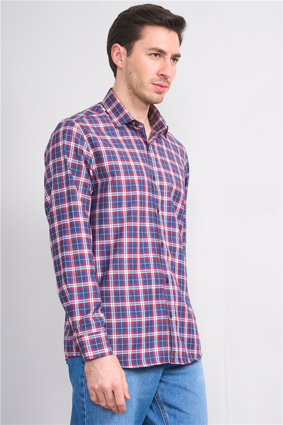 Mentality 2490 Erkek Uzun Kol Soft Ekose Gömlek