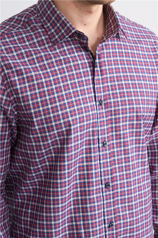 Mentality 2490 Erkek Uzun Kol Soft Ekose Gömlek