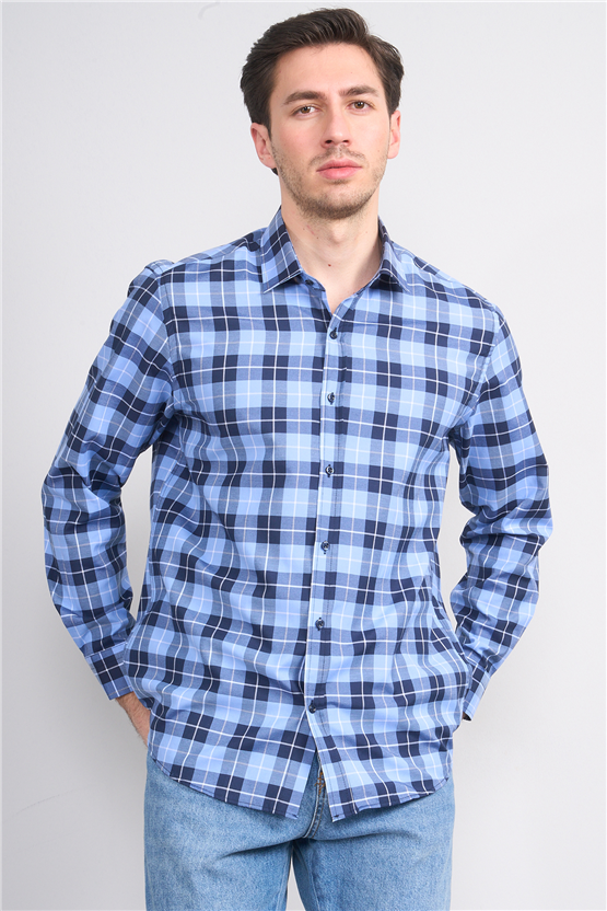 Mentality 2490 Erkek Uzun Kol Soft Ekose Gömlek