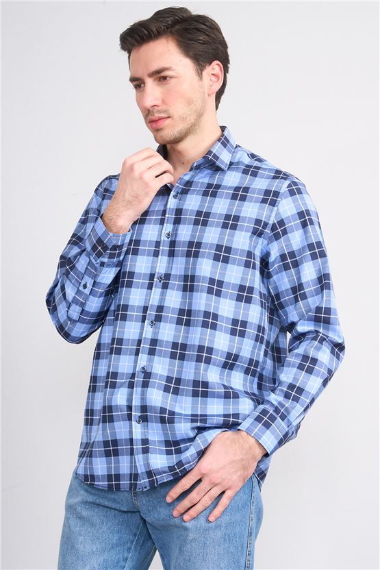 Mentality 2490 Erkek Uzun Kol Soft Ekose Gömlek