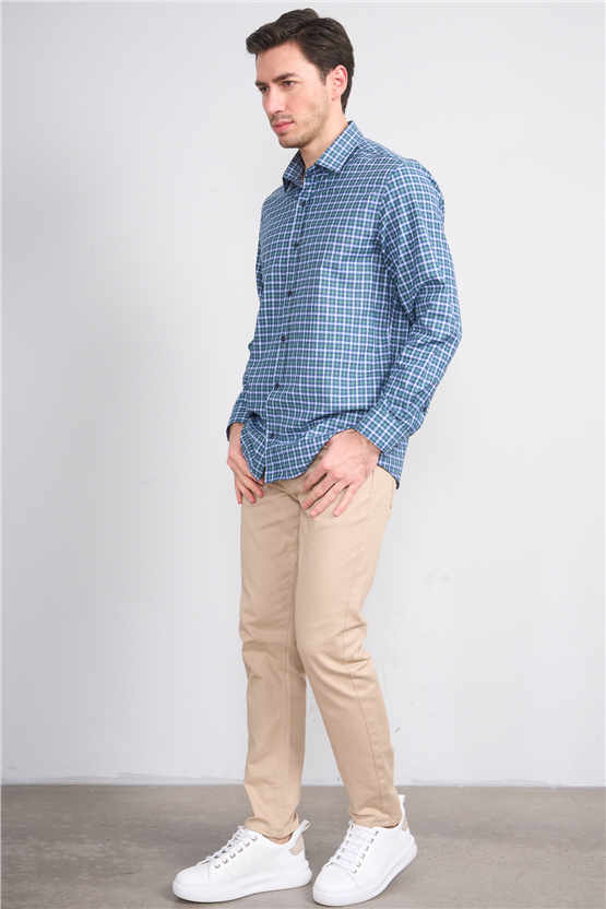 Mentality 2490 Erkek Uzun Kol Soft Ekose Gömlek