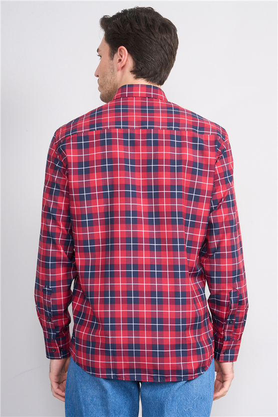 Mentality 2490 Erkek Uzun Kol Soft Ekose Gömlek