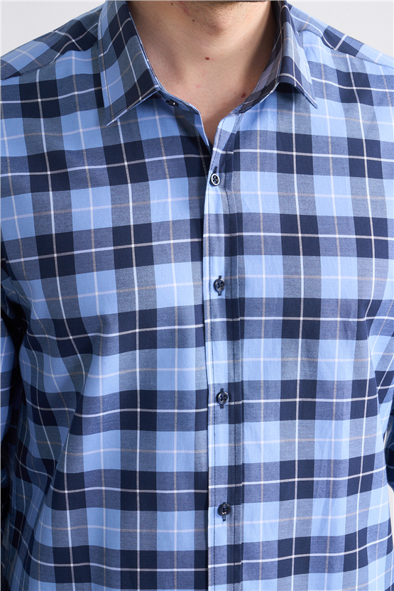 Mentality 2490 Erkek Uzun Kol Soft Ekose Gömlek