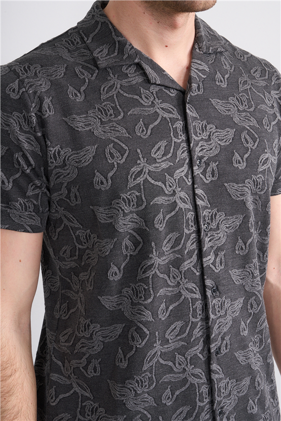 Mentality 3052 Erkek Apaş Yaka Kısa Kol Regular Örme Gömlek Karışık