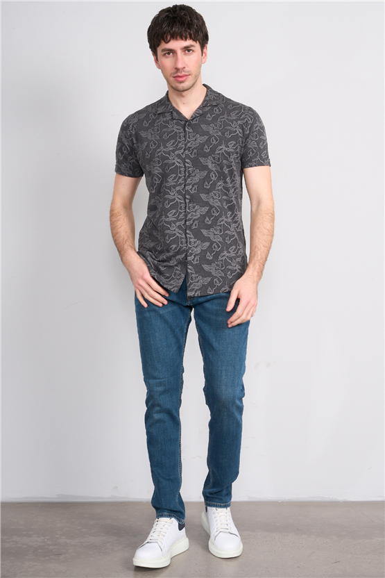 Mentality 3052 Erkek Apaş Yaka Kısa Kol Regular Örme Gömlek Karışık