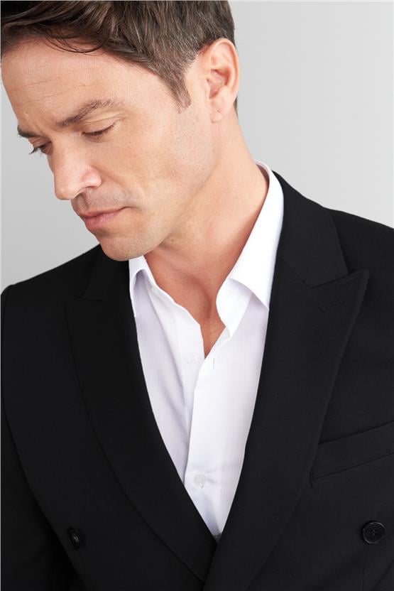 Mentality 3474 Erkek Loco Kruvaze Sivri Yaka Slimfit Takım Elbise Siyah