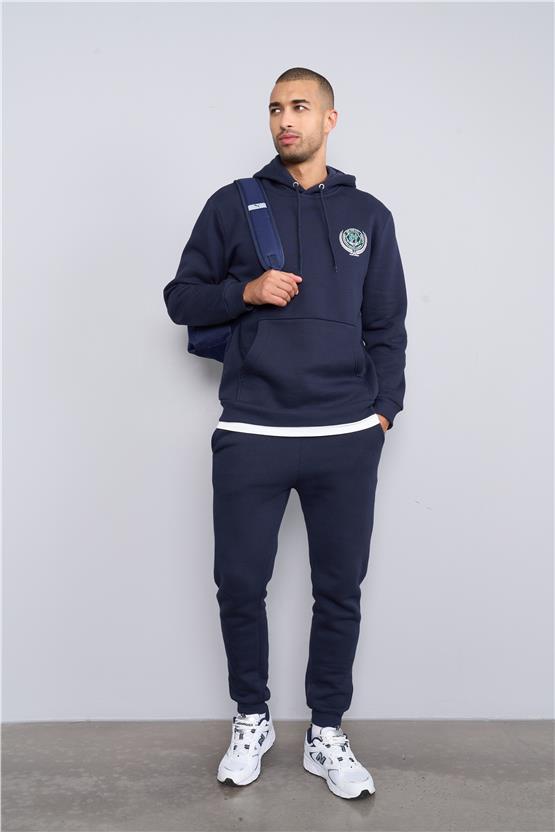 Mentality 3538 Bisiklet Yaka 3 İplik Şardonlu Baskılı Lacivert Sweatshirt