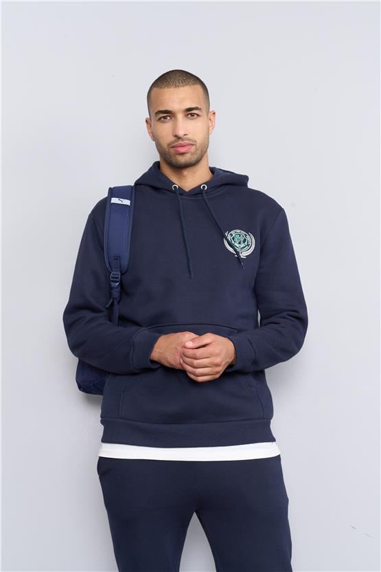 Mentality 3538 Bisiklet Yaka 3 İplik Şardonlu Baskılı Lacivert Sweatshirt