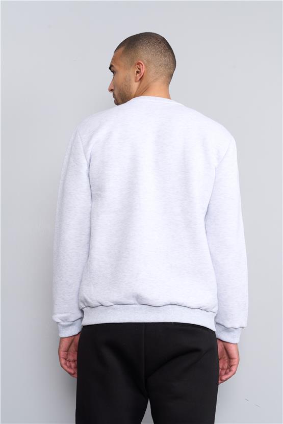 Mentality 3539 Bisiklet Yaka 3 İplik Şardonlu Baskılı Karmelanj Sweatshirt