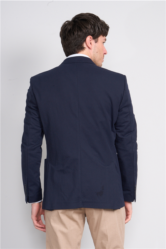 Mentality 4007 Erkek Mono Yaka Slimfit Tek Ceket Lacivert