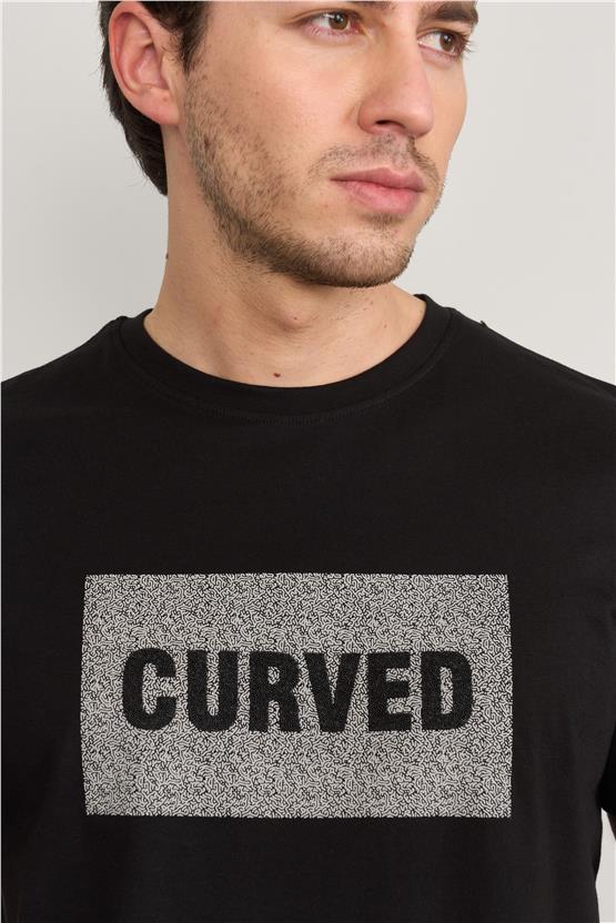 Mentality 4032 Erkek Bisiklet Yaka Baskılı Regular T-shirt Siyah