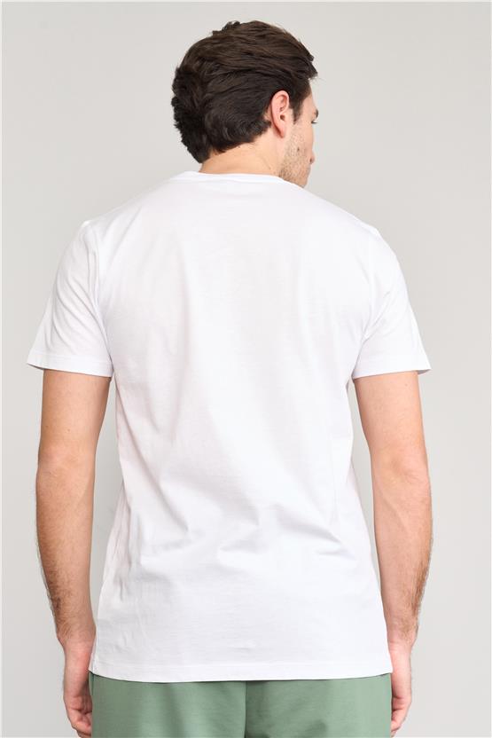 Mentality 4033 Erkek Bisiklet Yaka Baskılı Regular T-shirt Beyaz